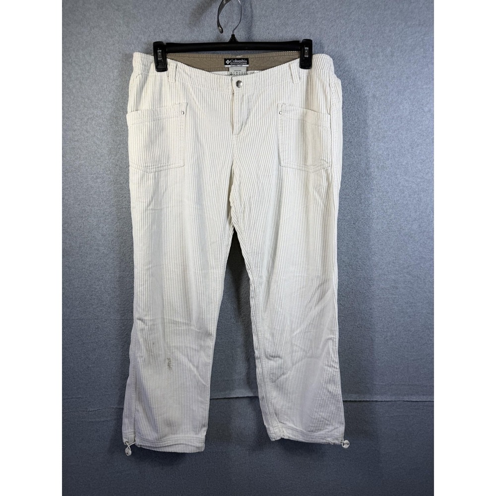 Columbia Pants Womens 14 White Corduroy Cargo Relaxed Fit Drawstring‎ Hem Casual